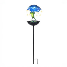 Solar Frog Garden Stakes LED Light Bird Feeder Outdoor Yard Lawn Statue Decor