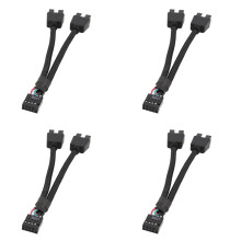 4 Stück Computer-Motherboard USB-Verlängerungskabel 9 Pin 1 Buchse auf 2 Stecker Y-Splitter Audio HD-Verlängerungskabel für PC DIY