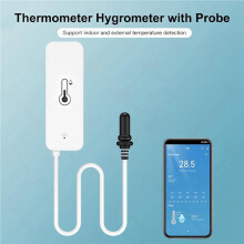 2X Tuya WiFi Temperatur- und Feuchtigkeitssensor mit Externer Sonde, Kabelloser Temperatur-App-Monitor für Gefrierschrank, Aquarium