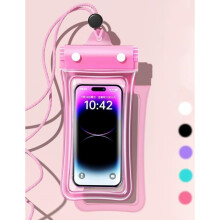 Custodia galleggiante impermeabile IPX8 per telefono con touchscreen, borsa a secco per immersioni, colore rosa