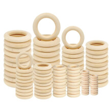 100 PCS Unfinished Natural Wooden Rings for Crafts,Wood Rings for DIY,Pendant Connectors,Jewelry Making,Macrame Supplies