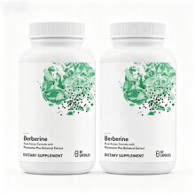 (2 Stück) Berberin-Ergänzungsmittel mit Pflanzenextrakten, natürliche tägliche diätetische Wellnessunterstützung, 60 Kapseln