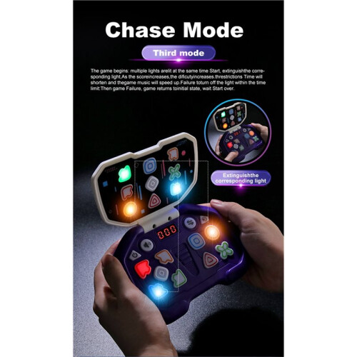 Rhythm Master Kids Training Game Machine - Level Challenge, Stress Relief, Flip Handheld Dance Mat. Violet 1