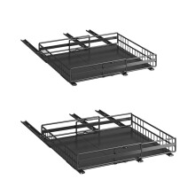 2 Pack Pull Out Cabinet Organizer, Expandable 12"-20" Slide Out Drawer with 3 Slide Rails, 8cm Height