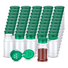 50 St Kryddburkar i Plast med Shakerlock KryddbehåLlare Plastkryddflaskor Kryddshakerburkar 3,3 Oz/100 Ml GröN