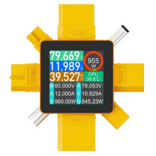 Medidor de Potência 0-80V 50A, Voltímetro e Amperímetro, com Plugues XT60, XT30 e XT90, para Drones. Testador de Corrente e Capacidade.