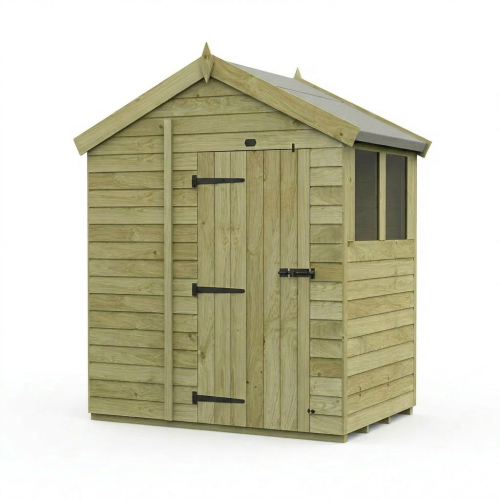 6 x 4 Apex Shed Tanalised (Single Door, With Windows) 1