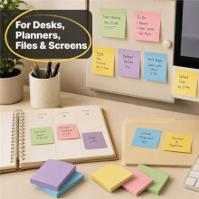 Sticky Notes for Company School Home, 9 Pads 100 Sheets Each, Super Sticky Bright Color Memo Pads, 3x3 Inches