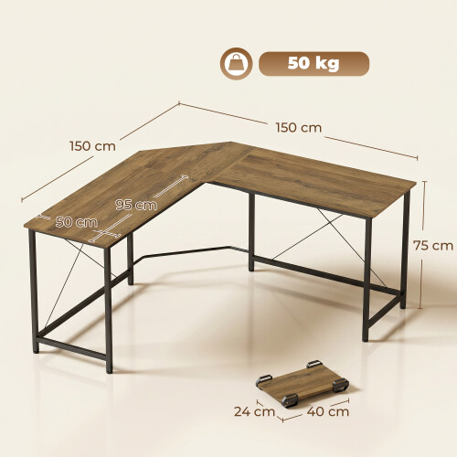 Homcom HOMCOM Corner L-Shape Computer Desk Gaming PC Workstation for Home Office 2