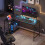 Homcom HOMCOM L Shaped Desk with LED Lights and Storage, Black 9