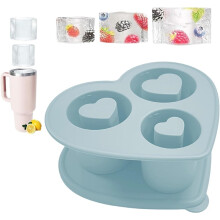 Stampo per cubetti di ghiaccio in silicone a forma di cuore con coperchio, 3 scomparti, grande, per bicchieri da 20-40 oz per whisky e caffè