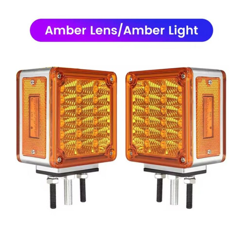 2PCs 60LED Double Face Single Stud Mount Side  Light for Heavy-Duty Trucks 1