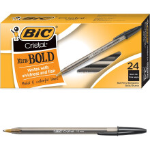 BIC Cristal Xtra Bold Ballpoint Pens, Bold Point (1.6mm) For Vivid And Dramatic Lines, Black Ink, 24-Count Pack, Perfect Ink Pens