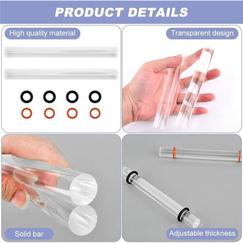 Polymer Clay Roller Tools,2Pcs Clay Rolling Pin,Acrylic Rolling Pin with Thickness Rings,for DIY 2
