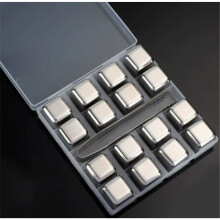 Cubetti di ghiaccio riutilizzabili in acciaio inossidabile, pietre per whisky in metallo per bevande e cocktail, set di 16 cubetti refrigeranti