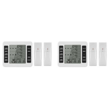 2Set Trådlös Frystermometer 2 Fjärrsensorer Larm Lågtemperatur Kylskåpstermometerklocka