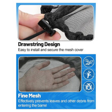 Mesh Cover for Rain Bucket 2 Pack,39in Rain Bucket Netting with Drawstring,Fine Mesh Water Bucket Tank Protector Screen