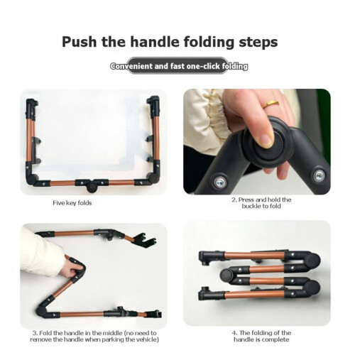 Trolley Handle Folding Wagon Push Handle Easy to Install Detachable Universal Foldable Replace Part Push Pull Bar 1