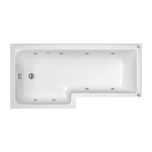 L-Shape Whirlpool Shower Bath with 8 Chrome Jets and Leg Set, Left Hand, 1700mm