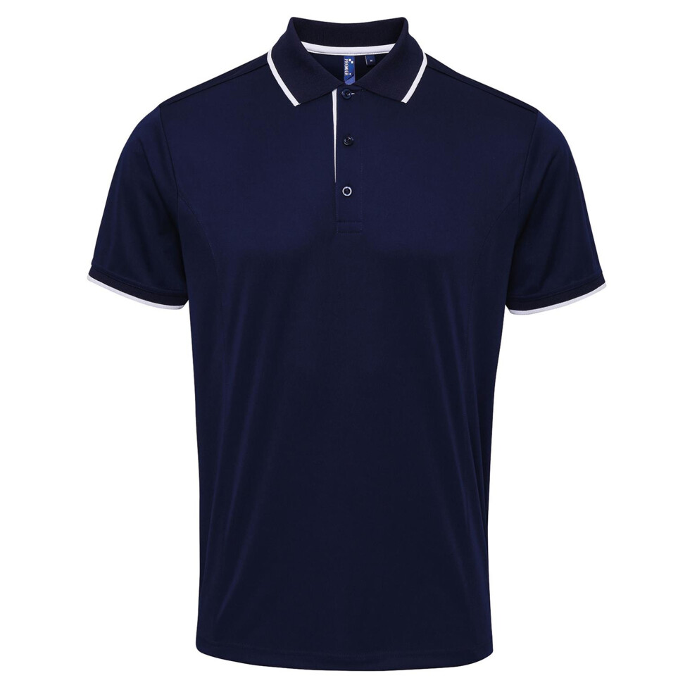 Premier (3Xl, Navy/White) Mens Contrast Coolchecker Polo Shirt
