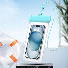Custodia galleggiante impermeabile IPX8 per telefono con touchscreen, cordino, borsa impermeabile, colore ciano