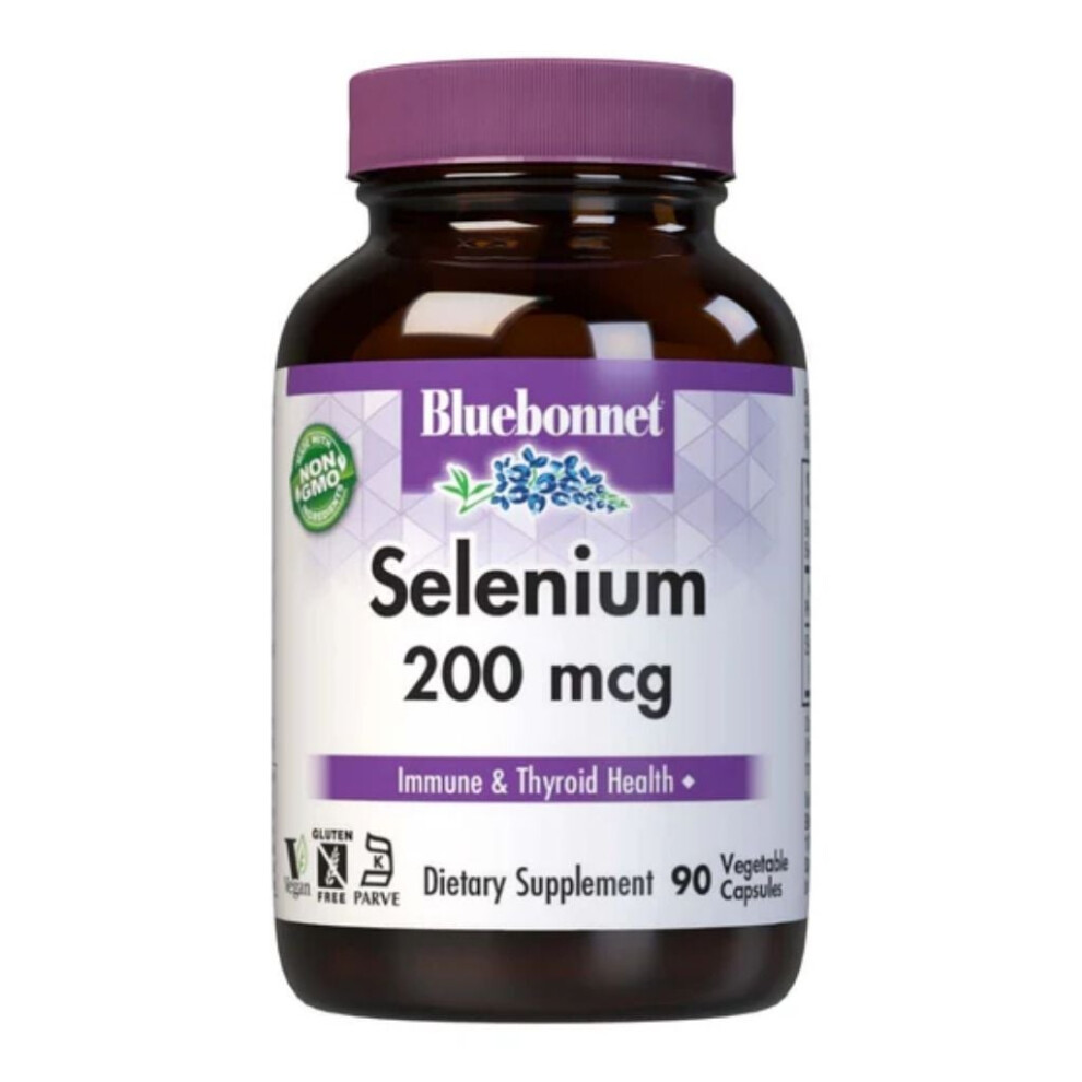 Bluebonnet Selenium 200mcg Supplement Capsules, Pack of 90's | Supports The Immune System And Promotes Healthy Thyroid Function