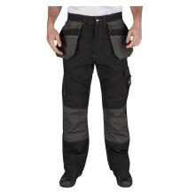 (32R, Black) Lee Cooper Mens Reflective Trim Cargo Trousers