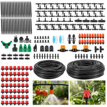 Nastopee 343PCS Drip Irrigation System Kit, Garden Watering System with 55m + 15m Pipes, Adjustable Drippers and Nozzles for Lawn Greenhouse