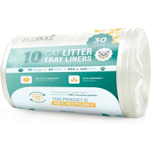 Ecobag - 10 Pack Cat Litter Tray Liners - 30L - 27 Microns - Heavy Duty Cat Litter Bags, Recycled Litter Liners, Durable Cat Tray