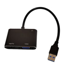 2 in 1 USB 3.0 to -Compatible VGA Converter Dual Output Adapter 1080P USB to VGA HD Adapter Cable