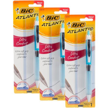 BIC Ballpoint Pens, Medium Point 1.0mm, Black | Retractable | Ultra Comfort | Assorted Barrel Colors | 3-Pack