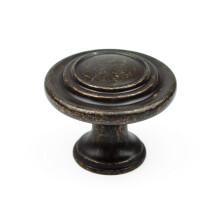 32mm Antique Brass Round Rustic Layered Knob