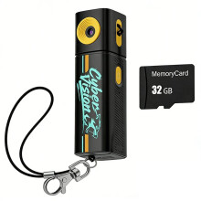 2K Digital Action Camera Thumb Keychain Camera Retro Video Recorder Portable Pocket Small Camcorder with 32GB Black