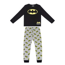 (11-12 Years, Black/Yellow) Batman Boys Long Pyjama Set