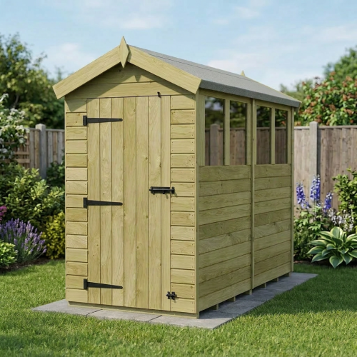 4 x 8 Apex Shed Tanalised (Single Door, With Windows)