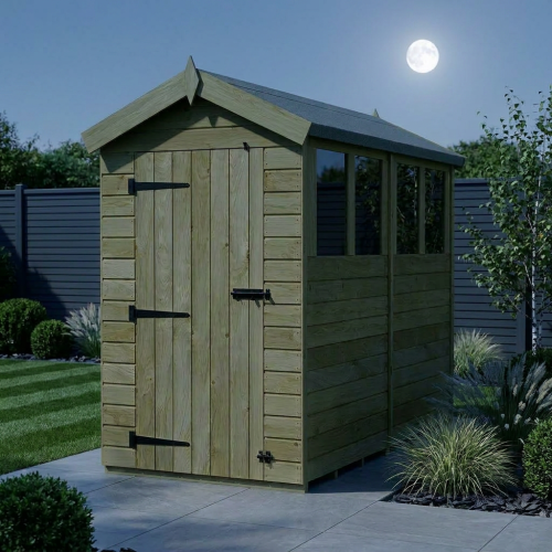 4 x 8 Apex Shed Tanalised (Single Door, With Windows) 2
