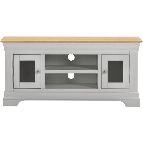 Seconique Bordeaux Small TV Stand - Pebble Grey/Oak 2