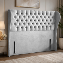 (Steel Plush, Super King 6ft) Headboard for Divan Bed Plush Velvet 54" Winged Chesterfield Headboard All Sizes Handmade UK