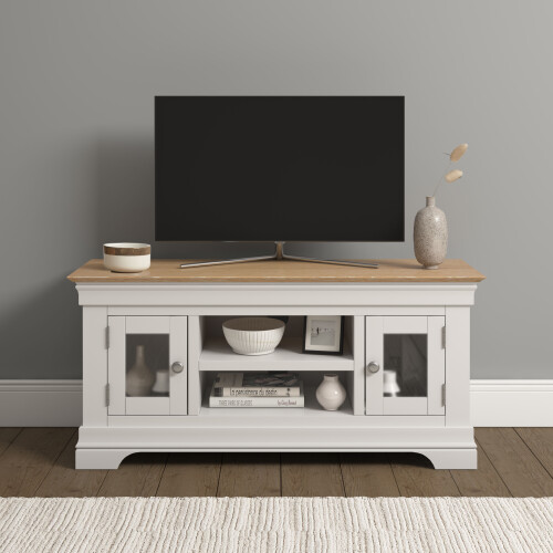 Seconique Bordeaux Small TV Stand - Ivory/Oak