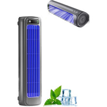 Mini ventilatore a torre ricaricabile con pannello touch LED, silenzioso, grigio