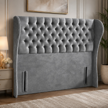 (Pink Plush, KIng 5ft) Headboard for Divan Bed Plush Velvet 54" Winged Chesterfield Headboard All Sizes Handmade UK