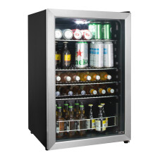 HCK Beer Fridge 115L Freestanding Beverage Refrigerator with Double Glazed Glass