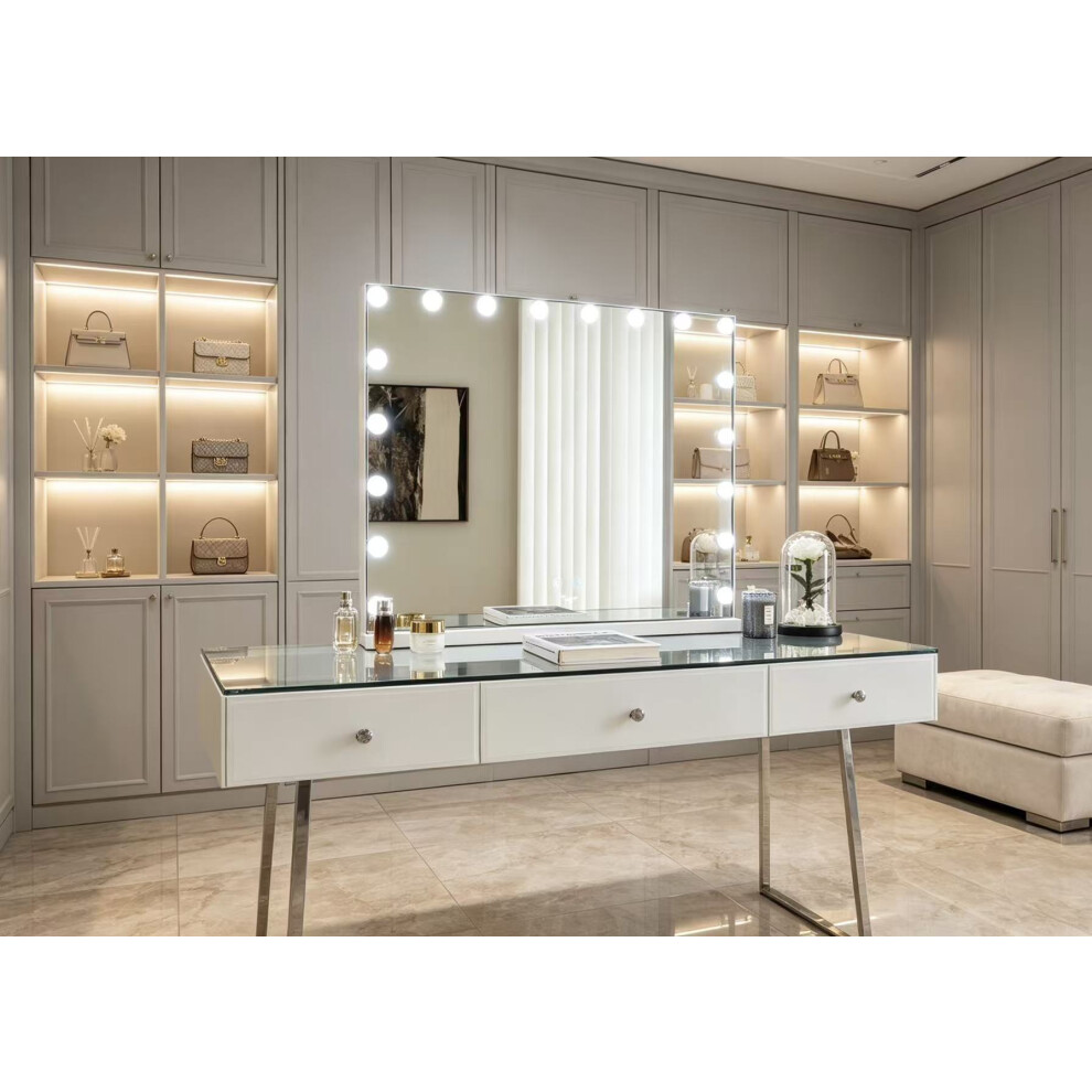 7Seas Unisex White Hollywood Vanity Mirror With Bluetooth, 18 Led Lights, 80 X 63Cm In - Image 5
