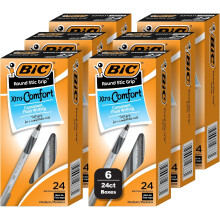 BIC Round Stic Xtra Comfort Black Ballpoint Pens, Medium Point (1.2mm), 144-Count Pack of Bulk Pens, No. 1 Selling Ballpoint Pens