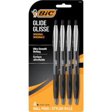 BIC Glide Black Retractable Ballpoint Pens, Medium Point (1.0mm), 4-Count Pack, Ultra Smooth Writing Black Pens