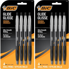 BIC Black Ballpoint Pens, Medium Point 1.0mm | Retractable | Ultra Smooth Writing | 4-Count | Pack of 2