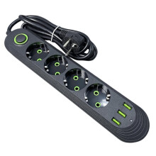 2500W EU Plug Fast Electrical Adapter Socket AC Outlet Power Strip 4 Hole Design Extension Cord and USB EU Plug B