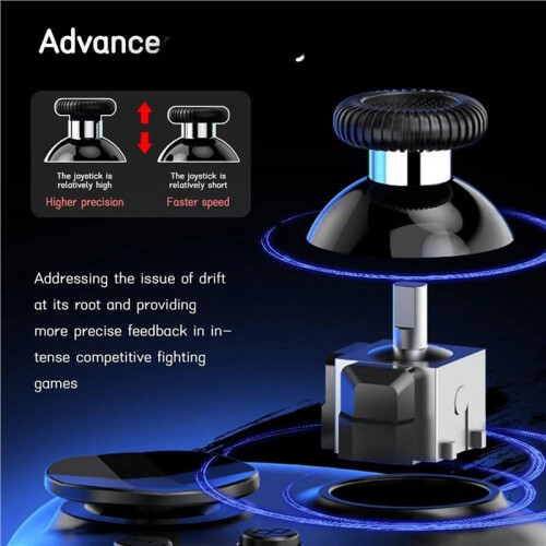 Y04 Wireless Game Controller with Receiver for /PC/PS4 - Hall Effect Joystick 6-Button Layout Arcade Gamepad Black 2