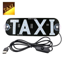 (Yellow) LED Taxi Indicator Light for Car Windshields with Dual Suction Cups, USB Powered, Multiple Colours Available