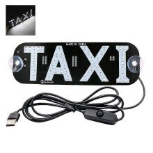 (White) LED Taxi Indicator Light for Car Windshields with Dual Suction Cups, USB Powered, Multiple Colours Available